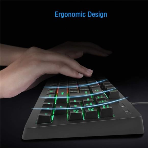 RGB 87 Keys Gaming Keyboard and Backlit Mouse Combo,BlueFinger USB Wired Rainbow - Picture 3 of 6